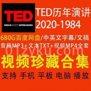 1984-2020年TED历年演讲中英文双语字幕视频MP4+音频MP3+TXT演讲文本DOC文稿百度云下载资源合集